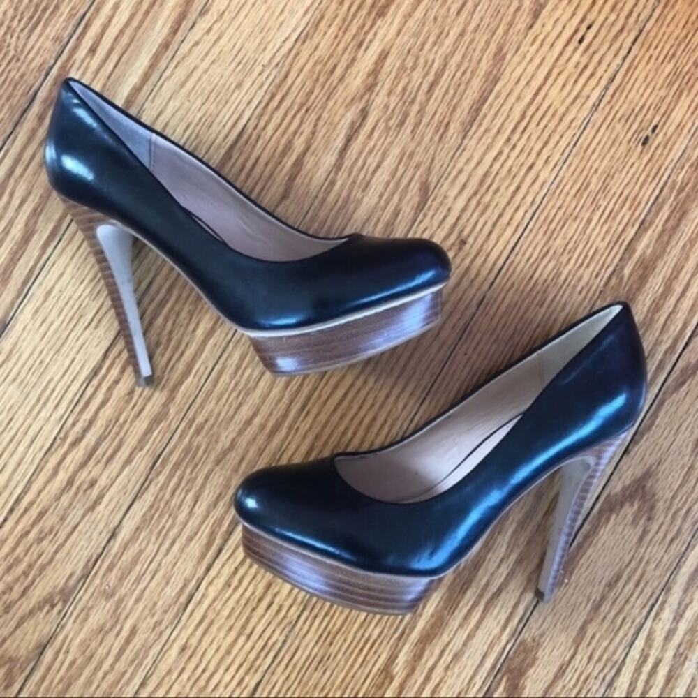 Dolce Vita Black Leather Stiletto Platform Pump Heels Sz 6